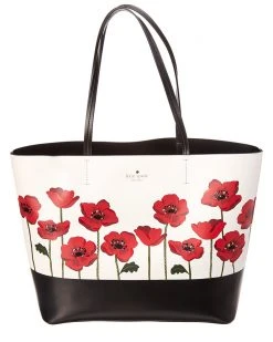 Kate Spade New York Poppy Little Len Ooh LaLa Leather Tote Women Totes