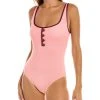 Kate Spade New York Contrast Square Neck Tank One-Piece Women Swimwear & Coverups