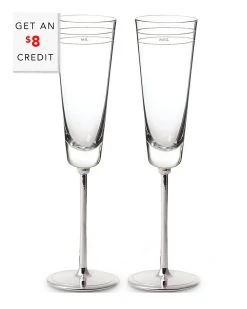 Kate Spade New York Darling Point Flute Pair With $8 Credit Home Drinkware